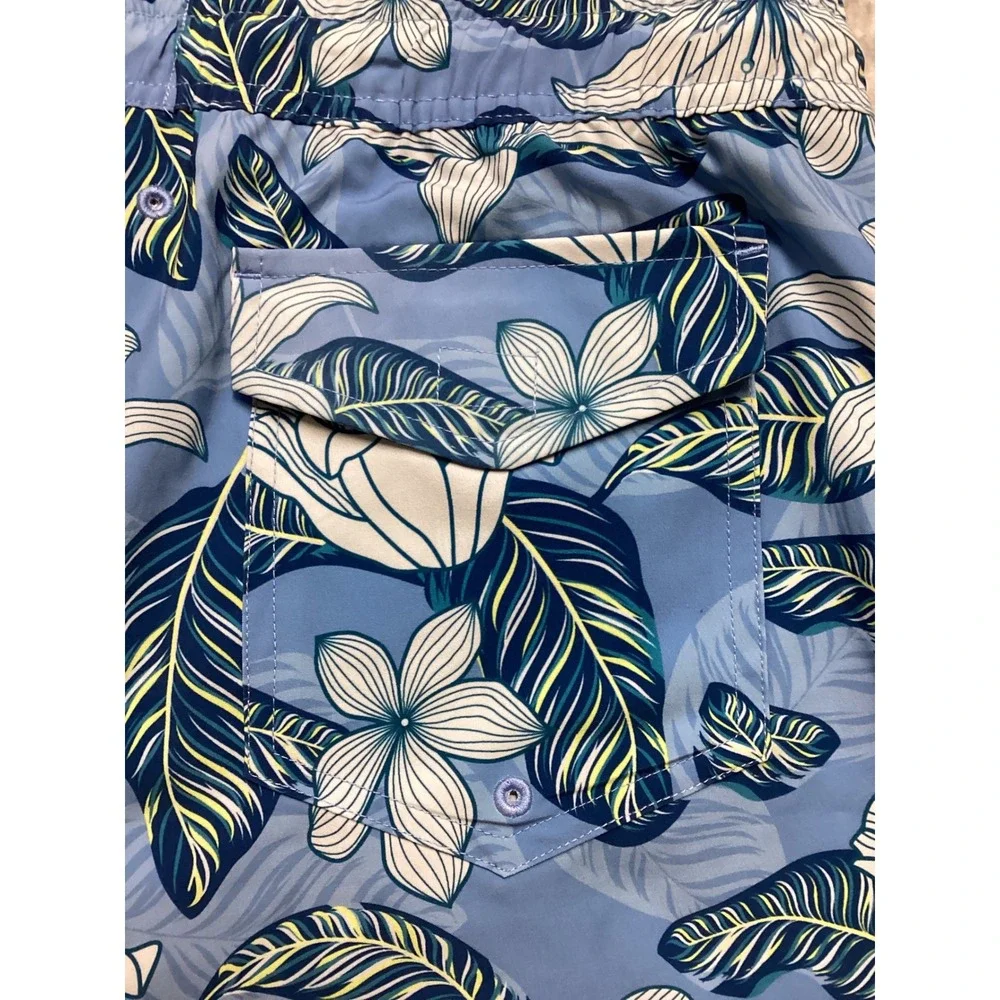 Berkley Jensen‎ Mens Blue Tropical Floral Swim Trunks Mesh Lined Medium nwot